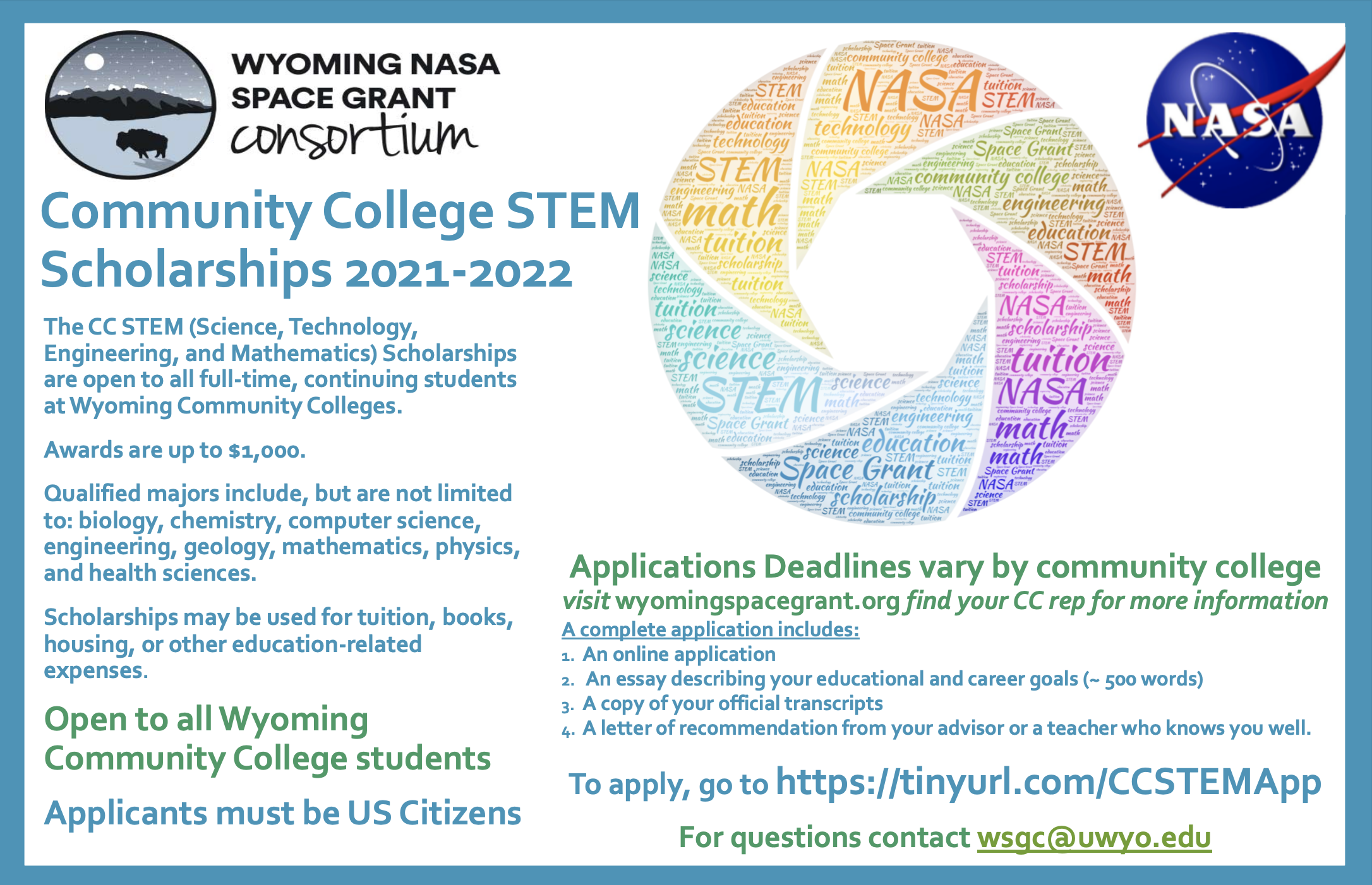 2021-2022 CC STEM Scholarship Poster